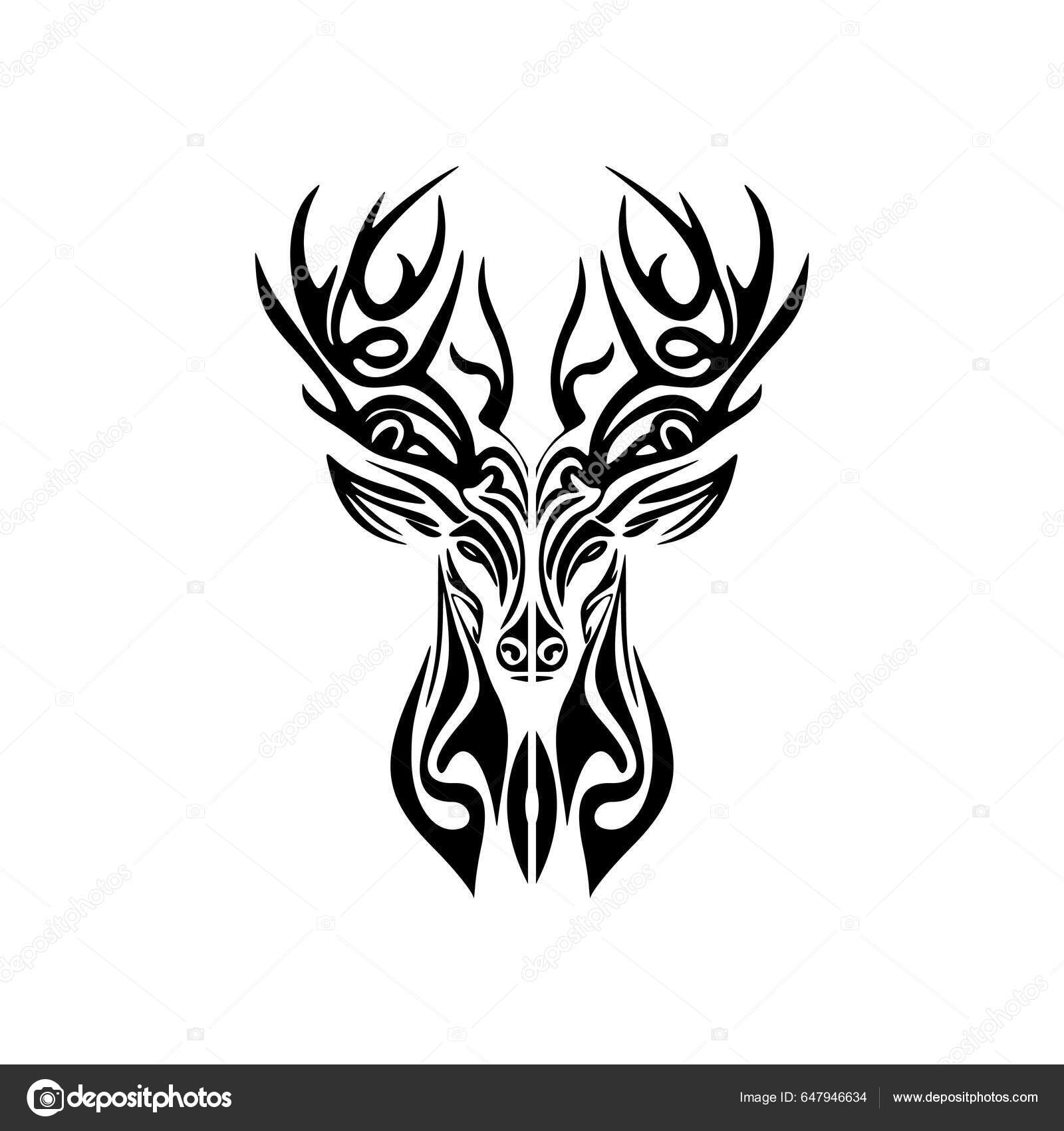 Simples Logotipo Veado Vetor Preto Branco imagem vetorial de Motion-J