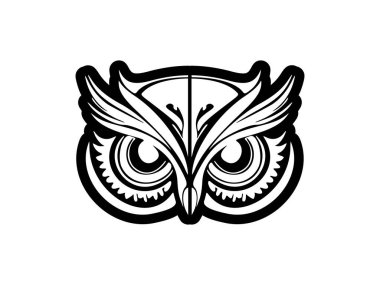 Polinezya tasarım elementleri içeren siyah ve beyaz bir baykuş yüzü dövmesi..