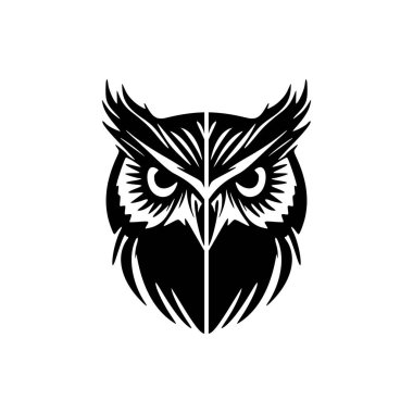 Baykuş logosunu siyah ve beyaz vektör formunda çıtır çıtır.