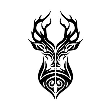Minimalist tasarımı olan tek renkli vektör geyik logosu.