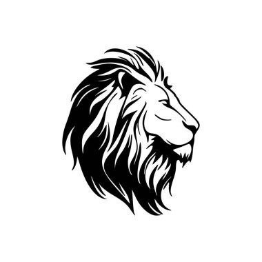 Siyah ve beyaz renkli basit bir vektör logo aslanı.