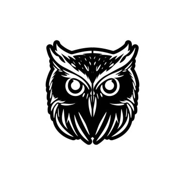 Siyah beyaz baykuşun vektör logosu, basit ve şık.