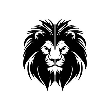 Siyah beyaz bir aslanın minimalist vektör logosu.