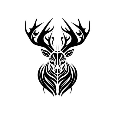 Siyah beyaz geyik resimli vektör logosu.
