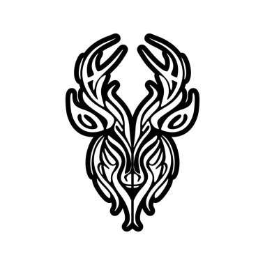 Karşıt siyah beyaz vektör tasarımı kullanan eşsiz geyik logosu.