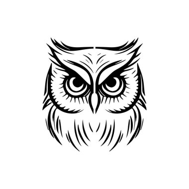 Basit bir siyah-beyaz vektör baykuş logosu.