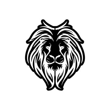 Siyah ve beyaz renkleri olan basit bir vektör logo aslanı.