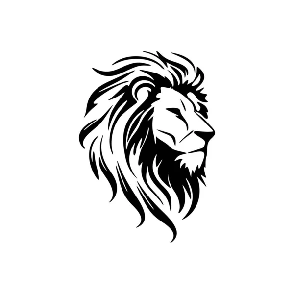 Siyah ve beyaz aslan içeren minimalist vektör logosu.