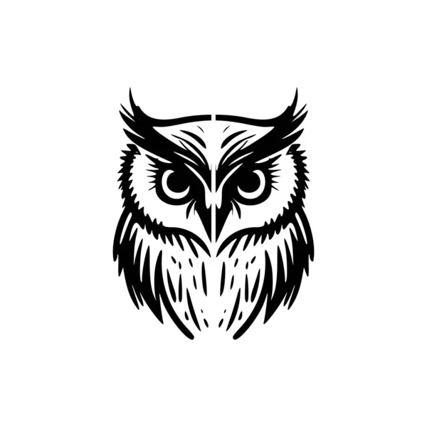 Logotipo Vetorial Uma Coruja Preta Branca Simples Mas Clássico — Vetor de Stock