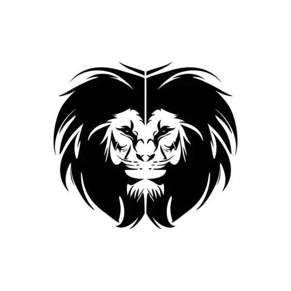 Siyah ve beyaz vektör içinde minimalist bir aslan logosu.