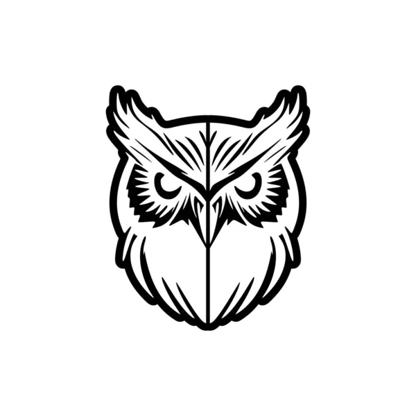 Logotipo Vetorial Preto Branco Simples Uma Coruja — Vetor de Stock