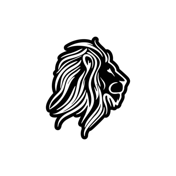 Basit Siyah Beyaz Desenli Vektör Aslan Logosu — Stok Vektör