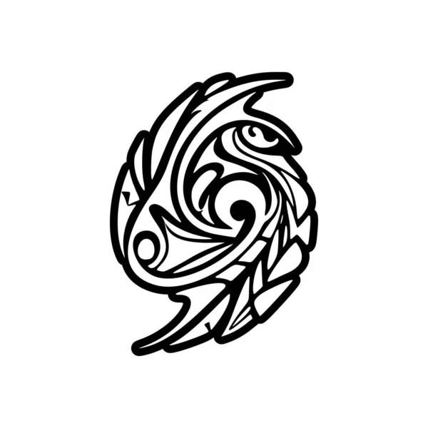 Diseño Tatuaje Polinesio Blanco Negro — Vector de stock