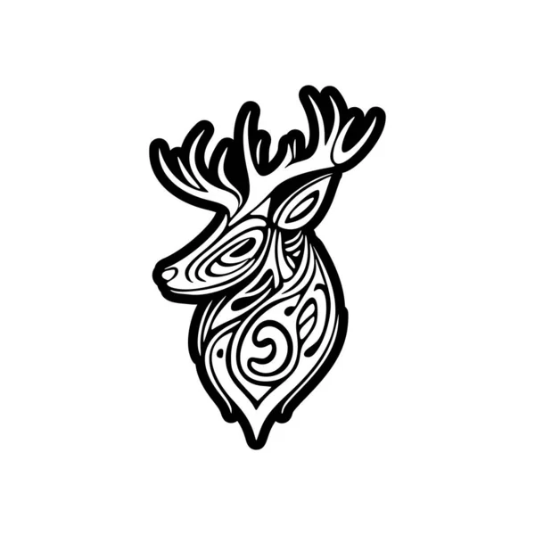 Vector Deer Logo Two Shades Black White Minimalistic Stylish — Stock Vector
