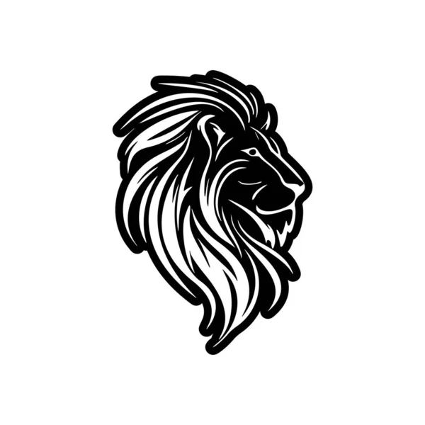 Logo Van Een Leeuw Zwart Wit Vectorillustratie Van Een Eenvoudig — Stockvector