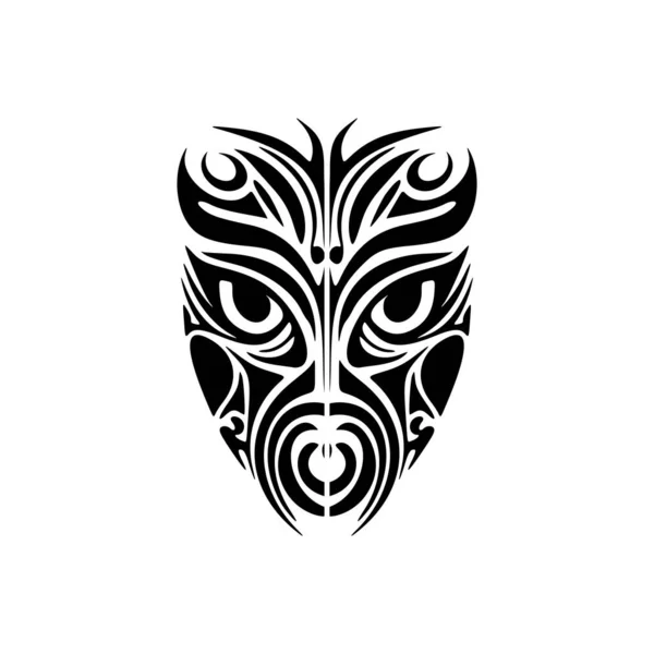 Masque Tatouage Noir Blanc Avec Motifs Dieux Polynésiens — Image vectorielle