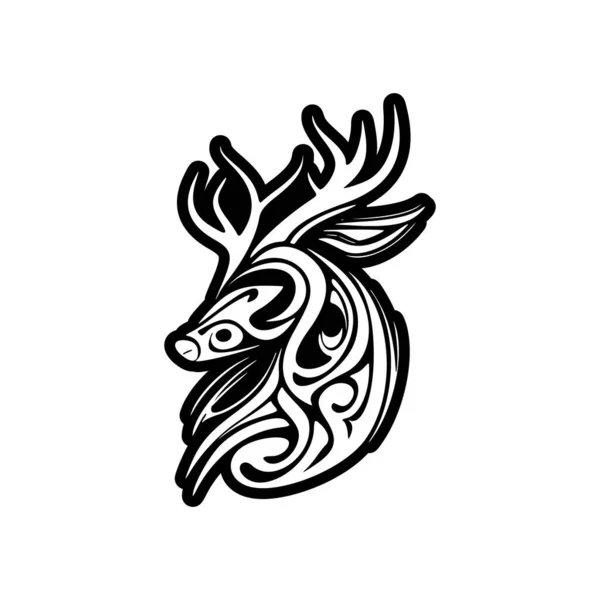 単色ベクトル鹿のロゴ 現代的で最小限の — ストックベクタ