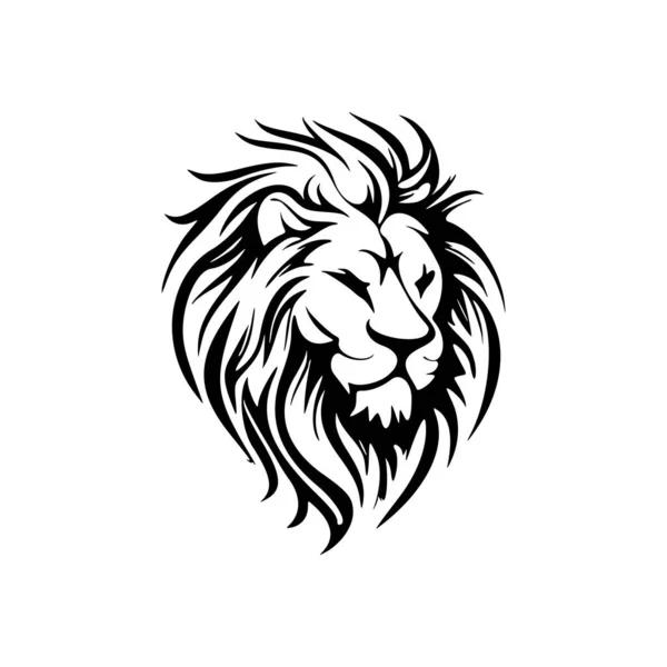 Logo Avec Lion Rendu Dans Style Vectoriel Noir Blanc Simple — Image vectorielle