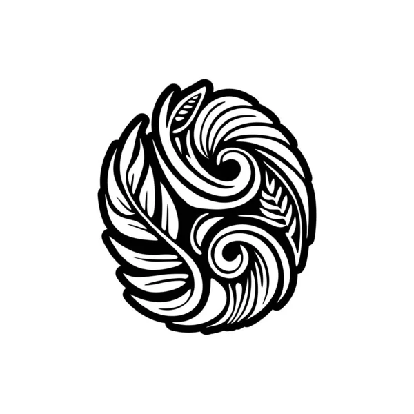 Design Tatuagem Preto Branco Com Tema Polinésio — Vetor de Stock