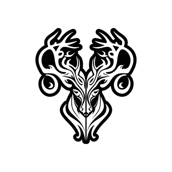 Joli Logo Cerf Vecteur Noir Blanc Design Minimaliste — Image vectorielle