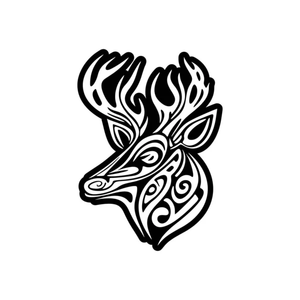 一种黑白的 简单而精细的鹿的病媒标志 — 图库矢量图片