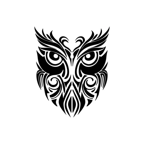 Monochromatyczny Tatuaż Polinezyjskiego Boga Ozdobiony Skomplikowanymi Wzorami — Wektor stockowy