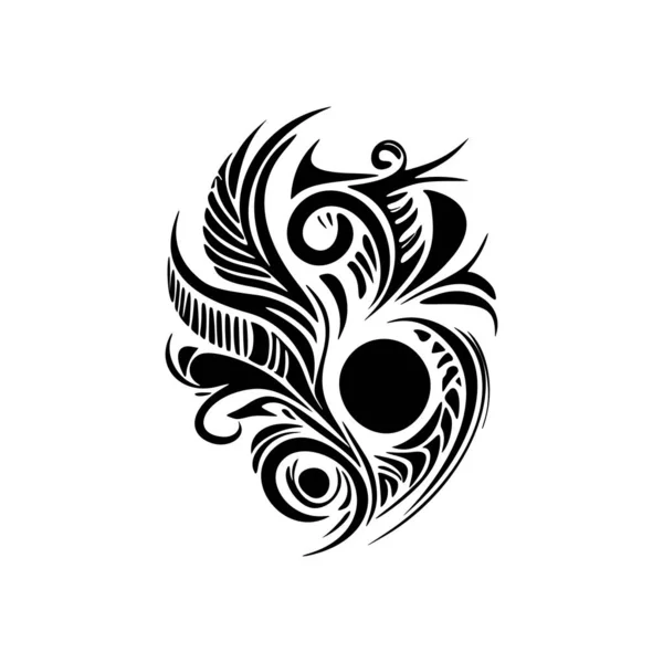 Diseño Tatuaje Polinesio Con Blanco Negro — Vector de stock