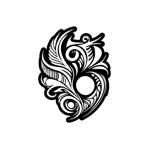 Polinezyjski Projekt Tatuażu Czarno Białych Kolorach — Wektor stockowy