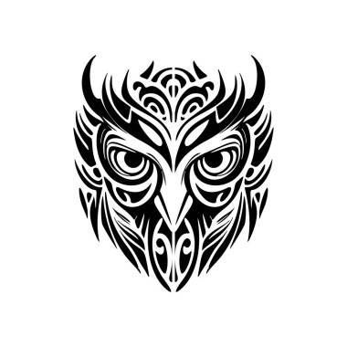 Polinezya tanrısı desenlerinin siyah beyaz dövmesi