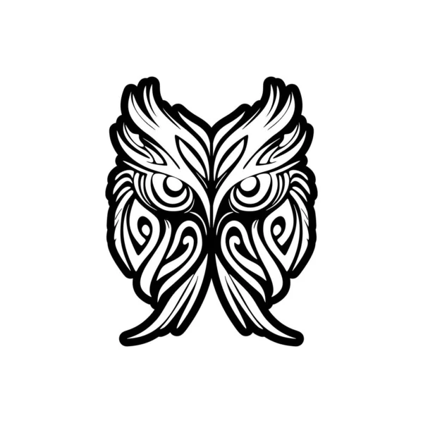 Černobílý Sova Tetování Sportovní Tradiční Polynéské Vzory — Stockový vektor