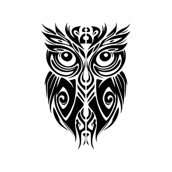 Маска Бога Изображающая Полинезийские Узоры Черно Белыми Чернилами — стоковый вектор