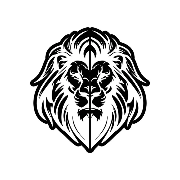 Logo Vectoriel Lion Noir Blanc Dessin Dépouillé — Image vectorielle