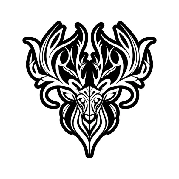 ミニマルなデザインのモノクロームベクトル鹿のロゴ — ストックベクタ