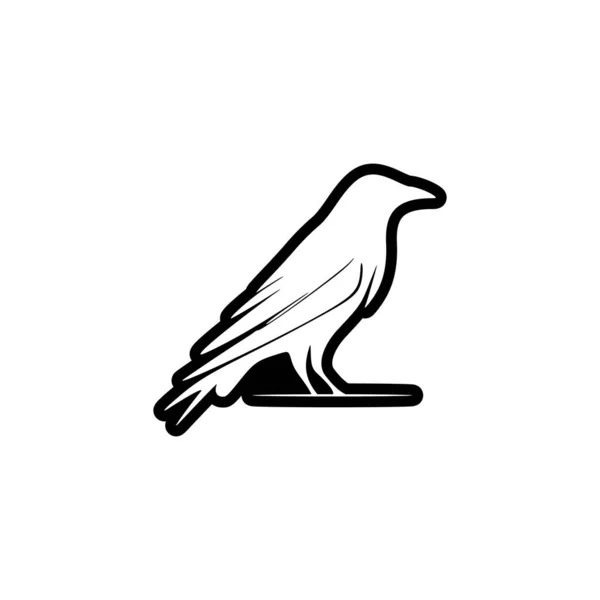 Logotipo Simples Vetor Corvo Preto Branco — Vetor de Stock