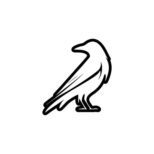 Logotipo Corvo Preto Branco Com Design Vetorial Simples — Vetor de Stock
