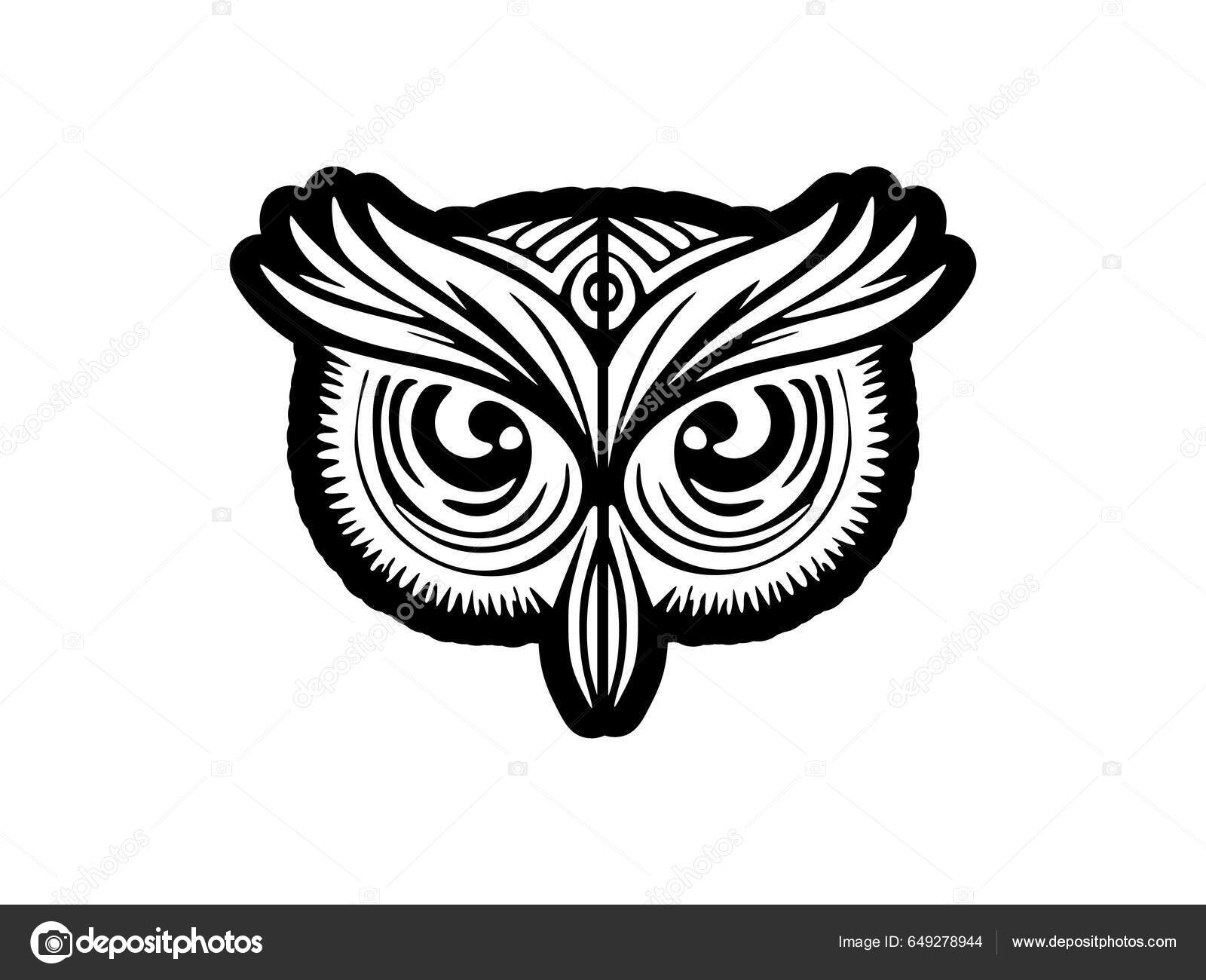 흑백으로 올빼미의 얼굴을 아어로 디자인 스톡 벡터 - ©Motion-J 649278944, image size:1600x1300