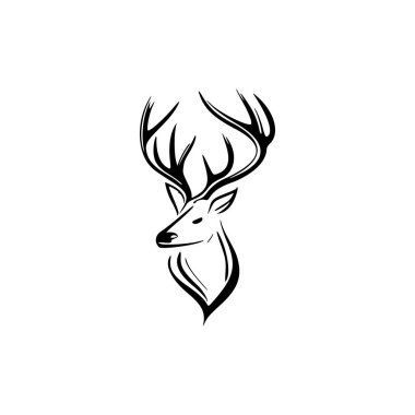 Simple black and white vector deer logo. clipart