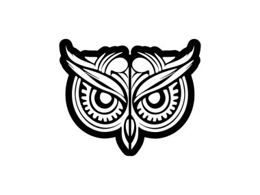 Siyah beyaz bir baykuşun vektör logosu. Minimalist bir tasarımı var..