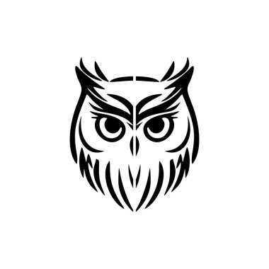 Siyah ve beyaz vektör resimli baykuş logosu.