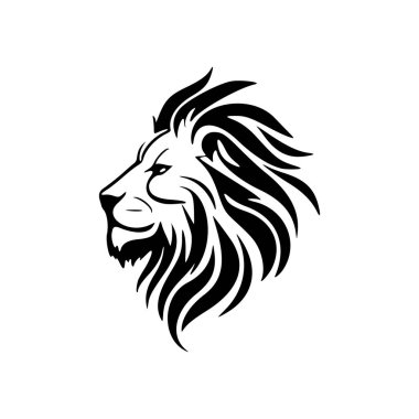 A logo featuring a black and white lion in vector form, simplified. clipart