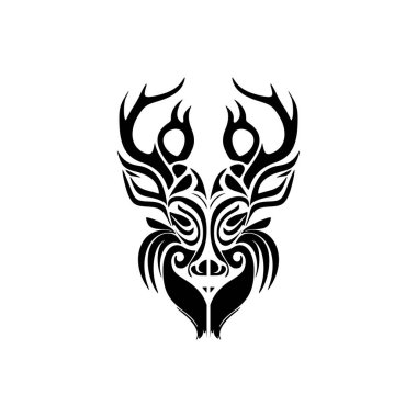 Geyik logosu iki ton siyah-beyaz, vektör biçimli..