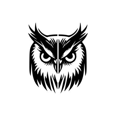 Baykuş içeren tek renkli vektör logosu.