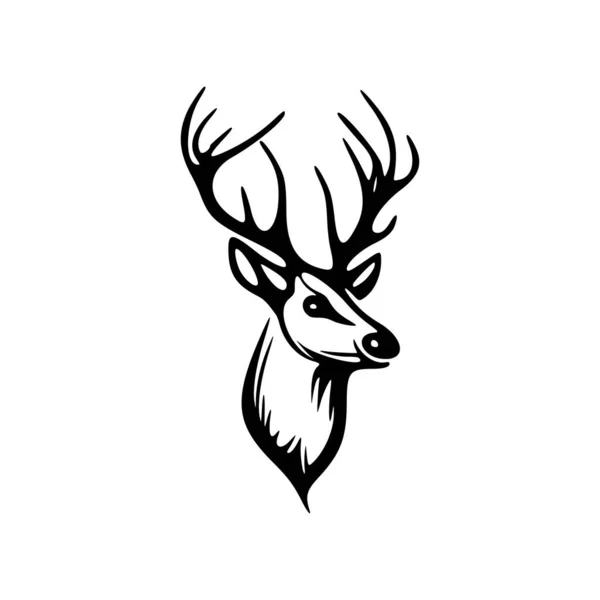 Deer Logo Minimalistic Black White Vector Design — Stock Vector
