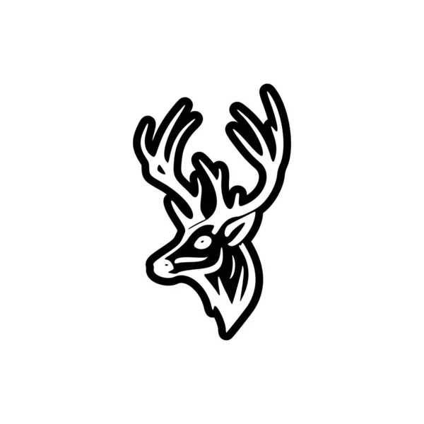 Vector Logo Black White Deer Minimalist Style — Stock Vector