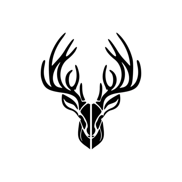 White Deer Simple Black Vector Logo — Stock Vector