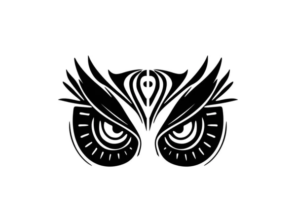 Лицо Совы Татуированной Черными Белыми Полинезийские Узоры Повсюду — стоковый вектор