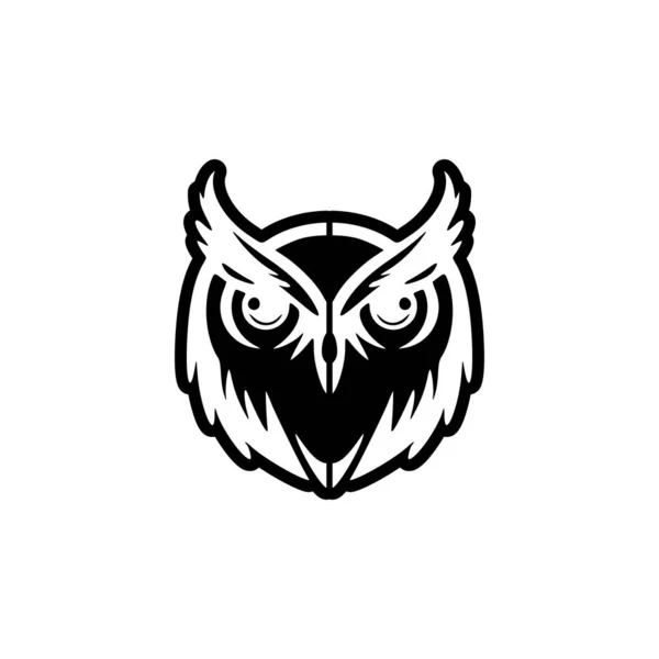 Простой Векторный Логотип Совы Черно Белом Цвете — стоковый вектор