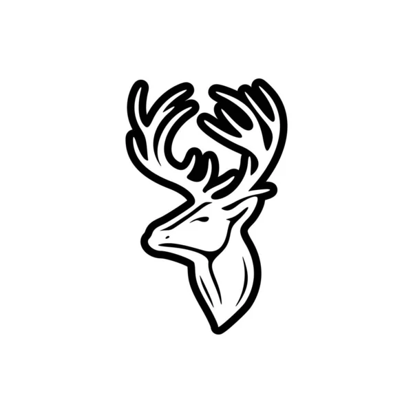 Simples Logotipo Veado Vetor Preto Branco —  Vetores de Stock