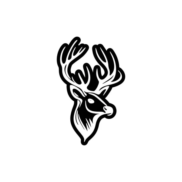 Vector Logo Featuring Black White Deer Illustration — Stock Vector