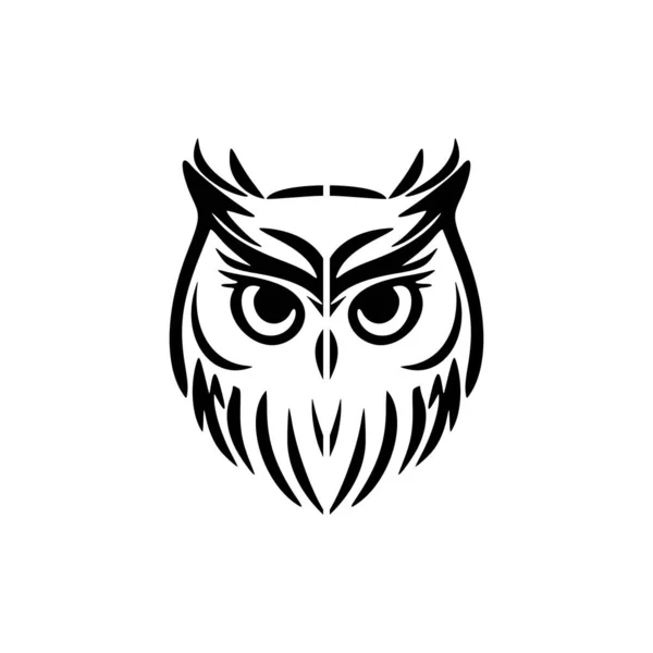 Logo Gufo Con Illustrazione Vettoriale Bianco Nero — Vettoriale Stock